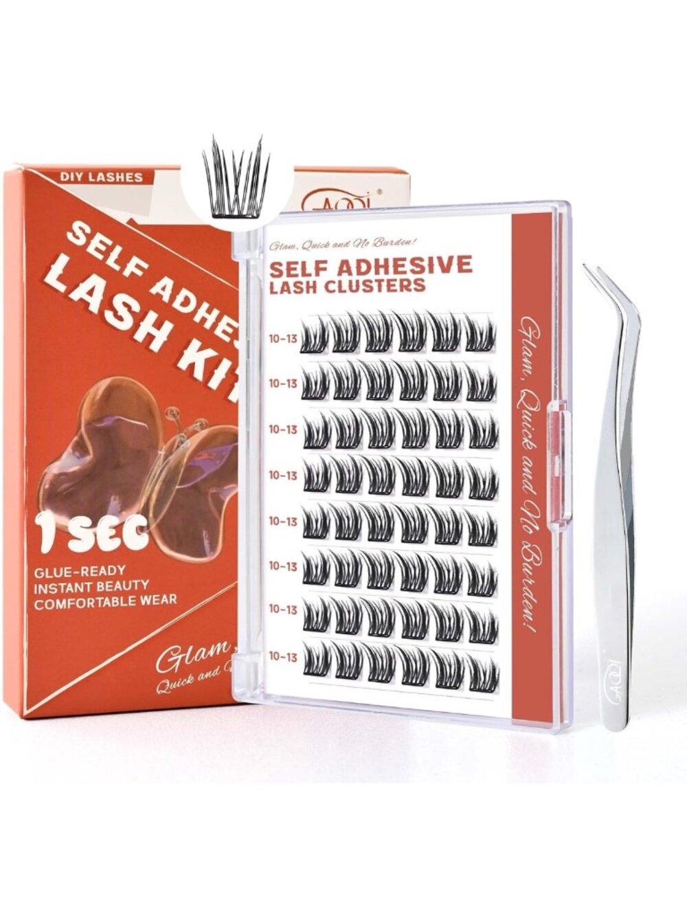 Self-Adhesive Wispy Eyelash Clusters | Press-On Lashes 10-13mm for Glam Look